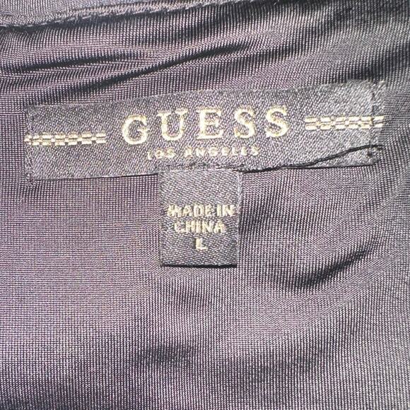 Guess Large Sequin Black Crimson Underlay High Waisted NWT Semi Formal Dress - Picture 4 of 10